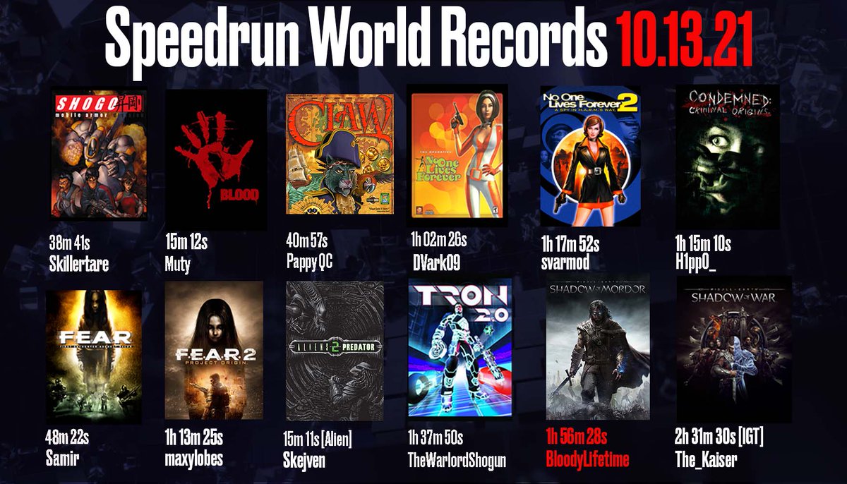Monolith Productions (@monolithdev) on Twitter photo Congrats to <a href="/BloodyLifetime/">BloodyLifetime</a> on flat out Dominating the Shadow of Mordor #speedrun records!
☑️1st in 6 years to break any%
☑️1st ever clean sweep of all any% categories
All hail the new Ring-bearer: youtu.be/evqzDwW9U3w Congrats to <a href="/BloodyLifetime/">BloodyLifetime</a> on flat out Dominating the Shadow of Mordor #speedrun records!
☑️1st in 6 years to break any%
☑️1st ever clean sweep of all any% categories
All hail the new Ring-bearer: youtu.be/evqzDwW9U3w