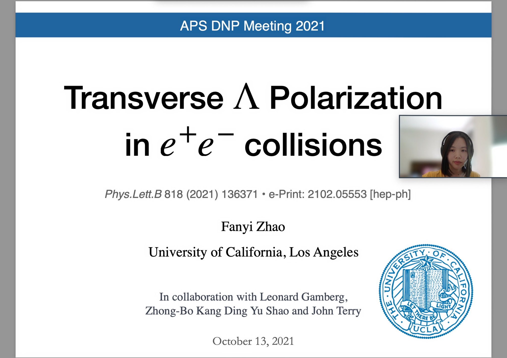 Fanyi Zhao on Twitter "Today I gave a talk at the APSphysics DNP