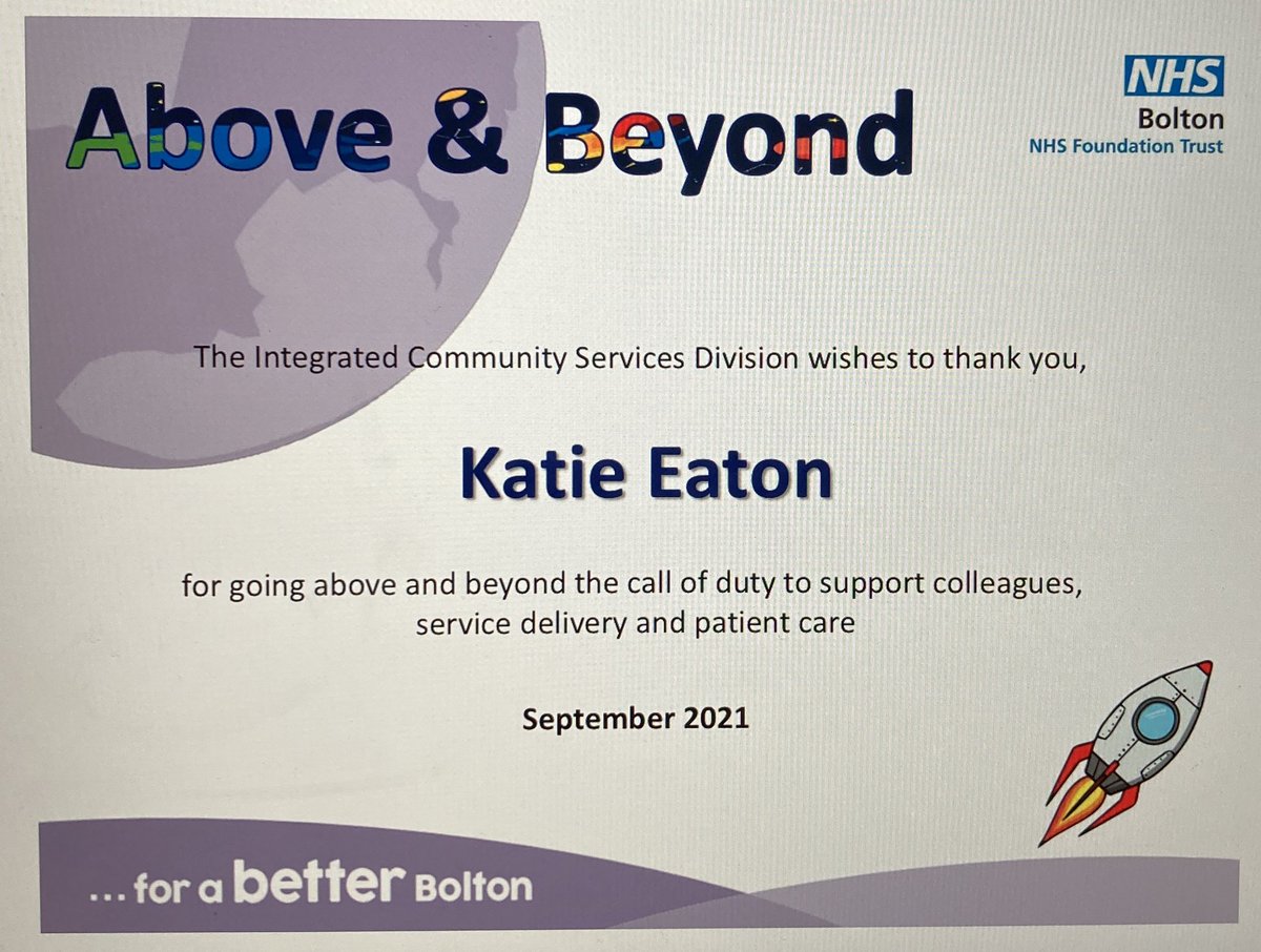 So super chuffed to work with such an amazing and supportive team. What better way to celebrate AHP day than to be given an award for my work alongside @tuccillo_liz. Thanks @danielle_aw for putting us forward ❤️💚💙 @boltonnhsft #BoltonAHPs