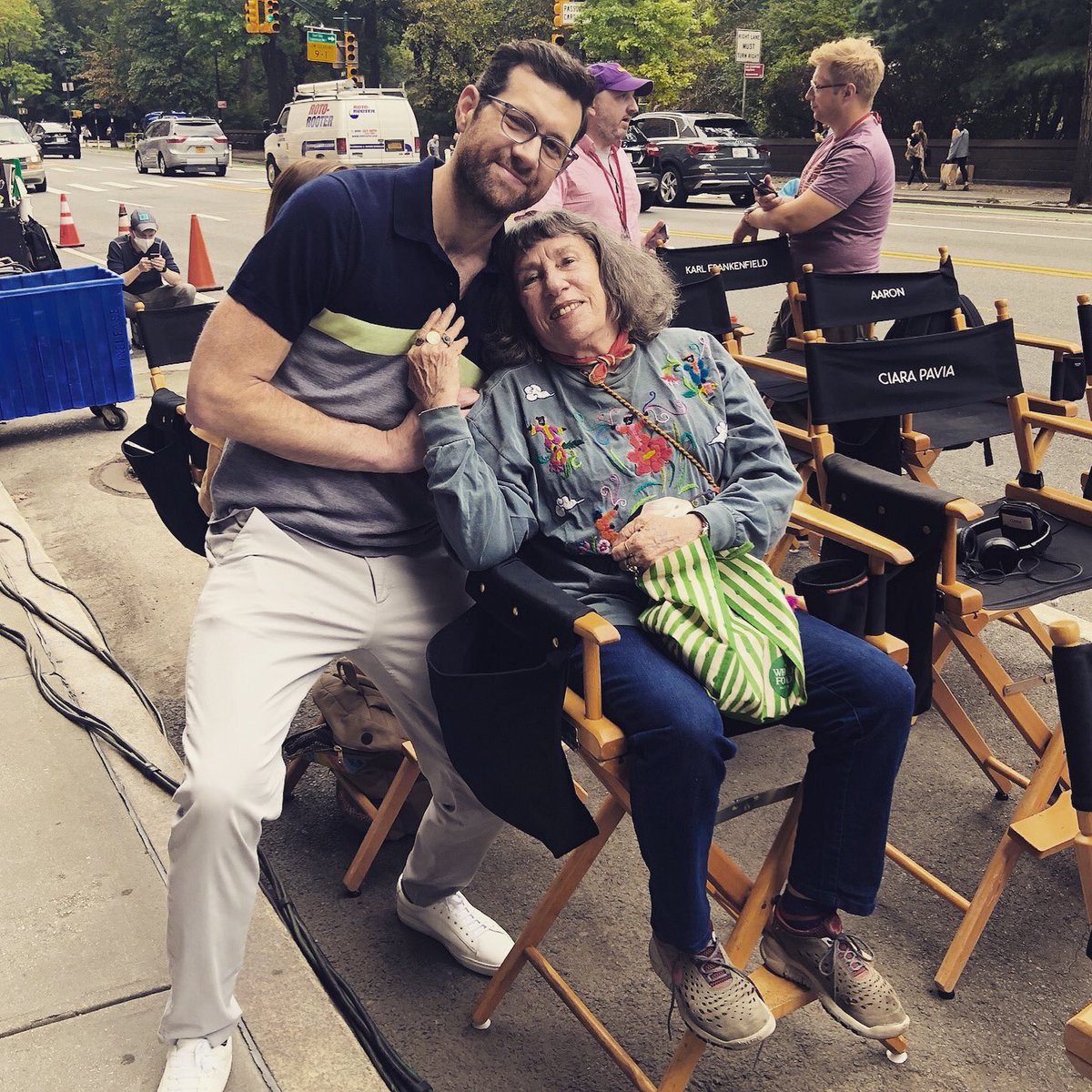billyeichner's tweet image. Look who visited the set of BROS! Billy on the Street legend ELENA!!!!! ❤️❤️❤️