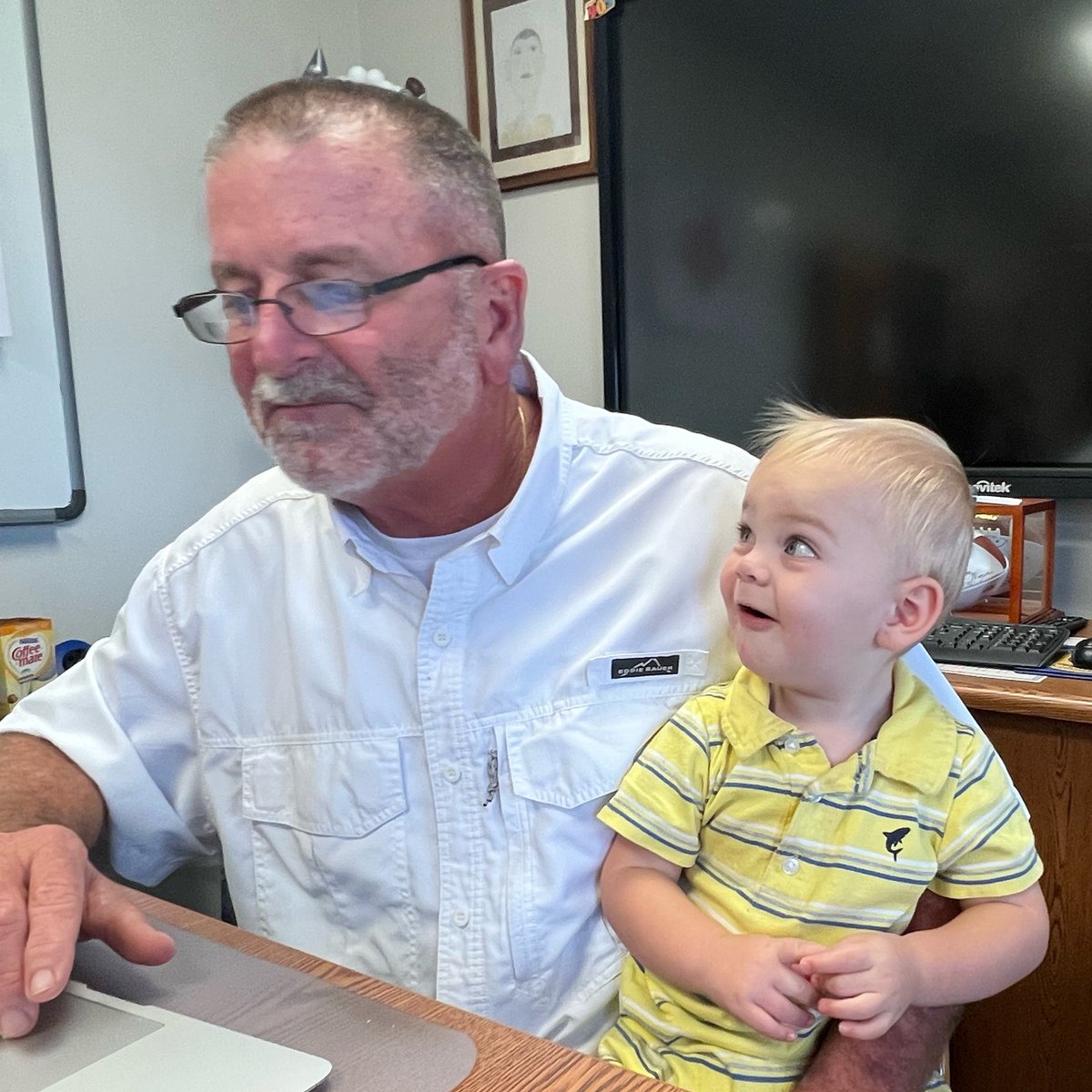 Slaughter Elementary Principal Nick DeFelice with an admirer. 😊