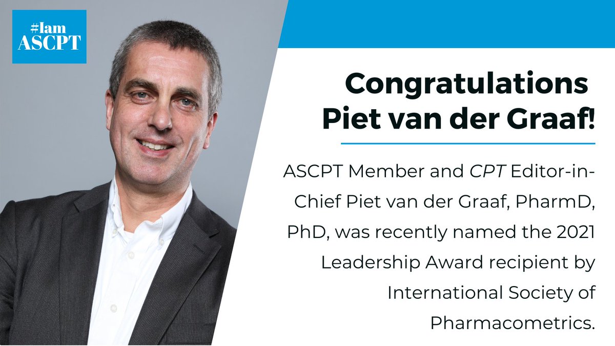 ASCPT_ClinPharm's tweet photo. Congratulations Piet van der Graaf who has been named the 2021 Leadership Award Recipient by the International Society of Pharmacometrics @ISOP1 ! https://t.co/nWhZGhtv2V