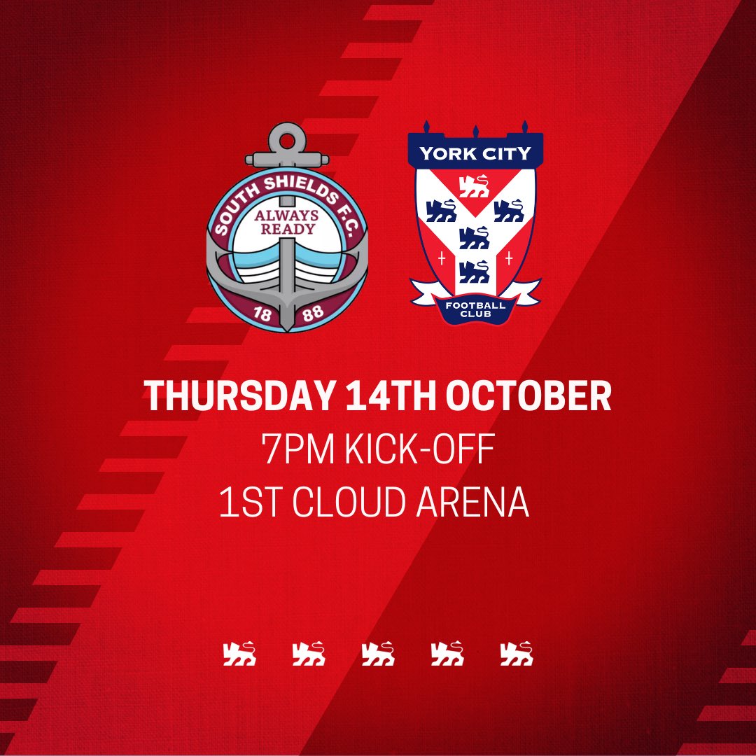Tomorrow night we travel to South Shields in the 3rd Qualifying Round in the FA Youth Cup

Who’s joining us at the 1st Cloud Arena?

#YCFC 🔴🔵