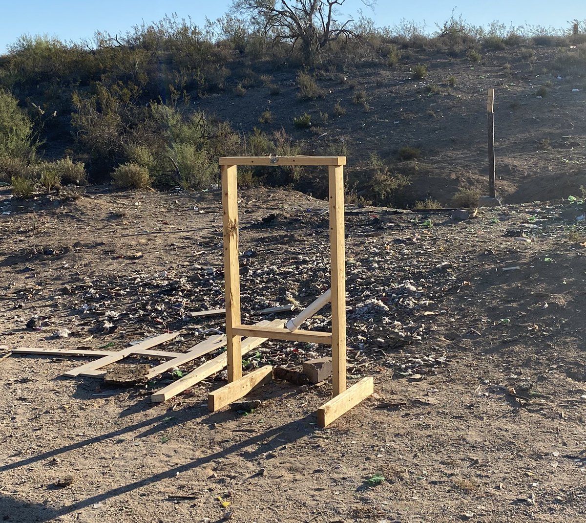 A reminder - target shooting is not allowed on State Lands. #AZForestry’s Prevention Team &amp; our #PhoenixCrew spent Tuesday picking up trash near #Morristown - nearly 1,000lbs to be exact, including  shooting debris, handmade targets, tires &amp; glass! Please don’t trash #AZ. #AZFire