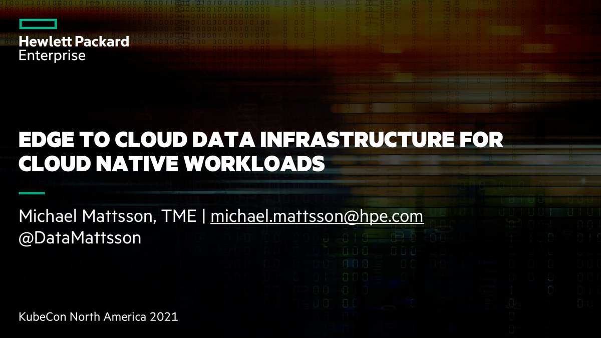 datamattsson's tweet photo. Come find the @HPE booth (P4) at #KubeCon We're about to run the first @HPE_Storage talk: Edge to Cloud Data Infrastructure for Cloud Native Workloads. There's raffles and quizzes! STAY SHARP! #Kubernetes #CSI #PersistentStorage https://t.co/vYlYSy9ymO https://t.co/EiNhnPYyJW