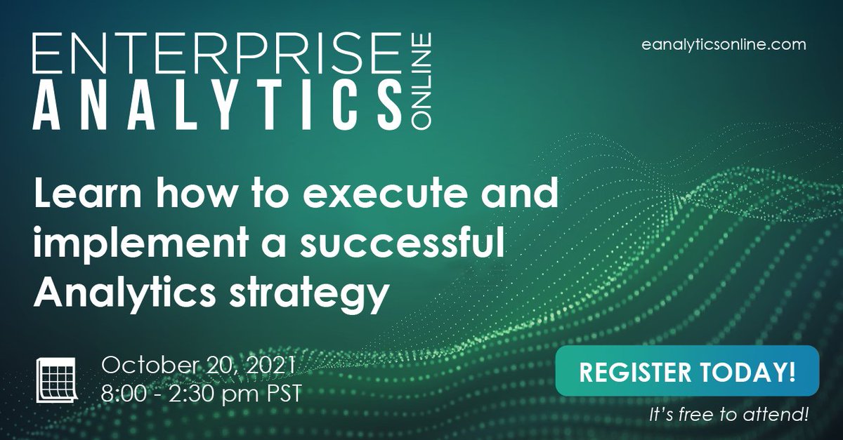Just one week until Enterprise Analytics Online! Join <a href="/williammcknight/">William McKnight</a>, <a href="/ashasaxena101/">Asha Saxena</a>, and four other industry experts for a full day of live online sessions (psst: it's free!) eanalyticsonline.com #EAnalytics