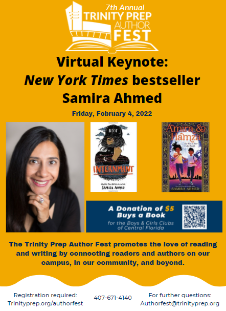 TrinityPrepFL's tweet photo. We are so excited that @sam_aye_ahm will be just ONE of our many keynote speakers at our Author Fest in February 2022!

Our registration is FREE and open to the public.

You can register to attend our 2022 event here: 
https://t.co/U8qtcsLoVP https://t.co/WnQge2z07r