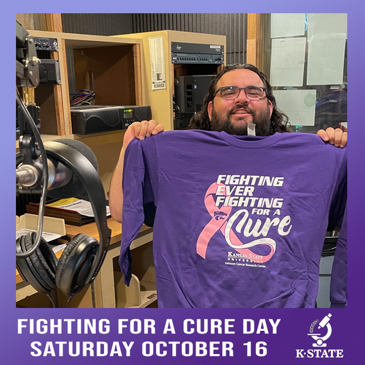 KStateCancerRes's tweet photo. Thanks to Manhattan Broadcasting's 101.5 K-Rock, @B1047 Country & News Radio @1350kman for helping K-State fight cancer! Shirt supplies are running low, but we still have something in every size, plus hats! #HelpKStateFightCancer Info: https://t.co/i1QHTrx3FY https://t.co/E8ToZ8P83W