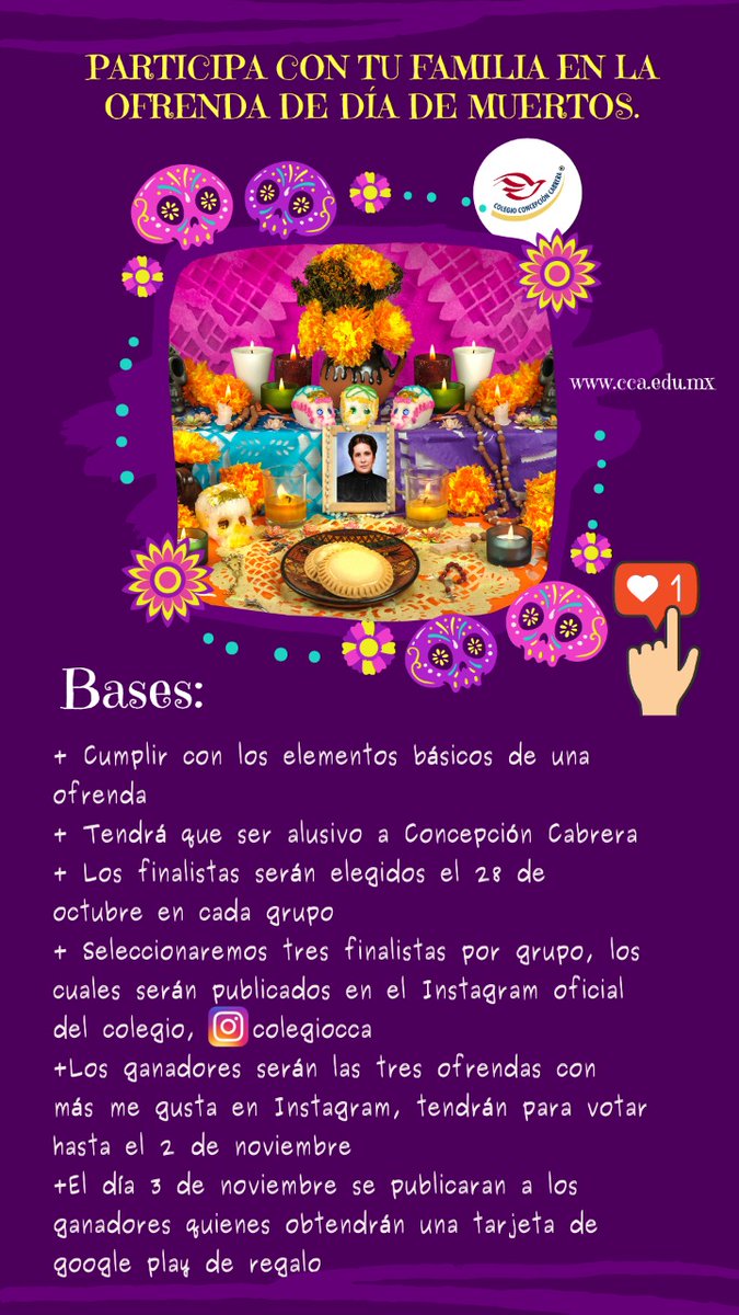 Colegio_CCA's tweet image. Participa #OfrendaDíaDeMuertos #FamiliaCCA #PreescolarCCA #PrimariaCCA