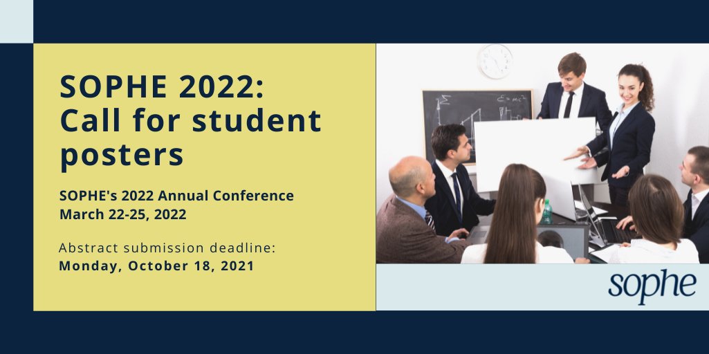 📣📣📣Calling all students - @SOPHEtweets is looking for student poster abstracts! Find out more at buff.ly/3mL2liG

#SOPHE2022 #Studentabstracts #publichealth #callforabstracts #studentposters #posterpresentations