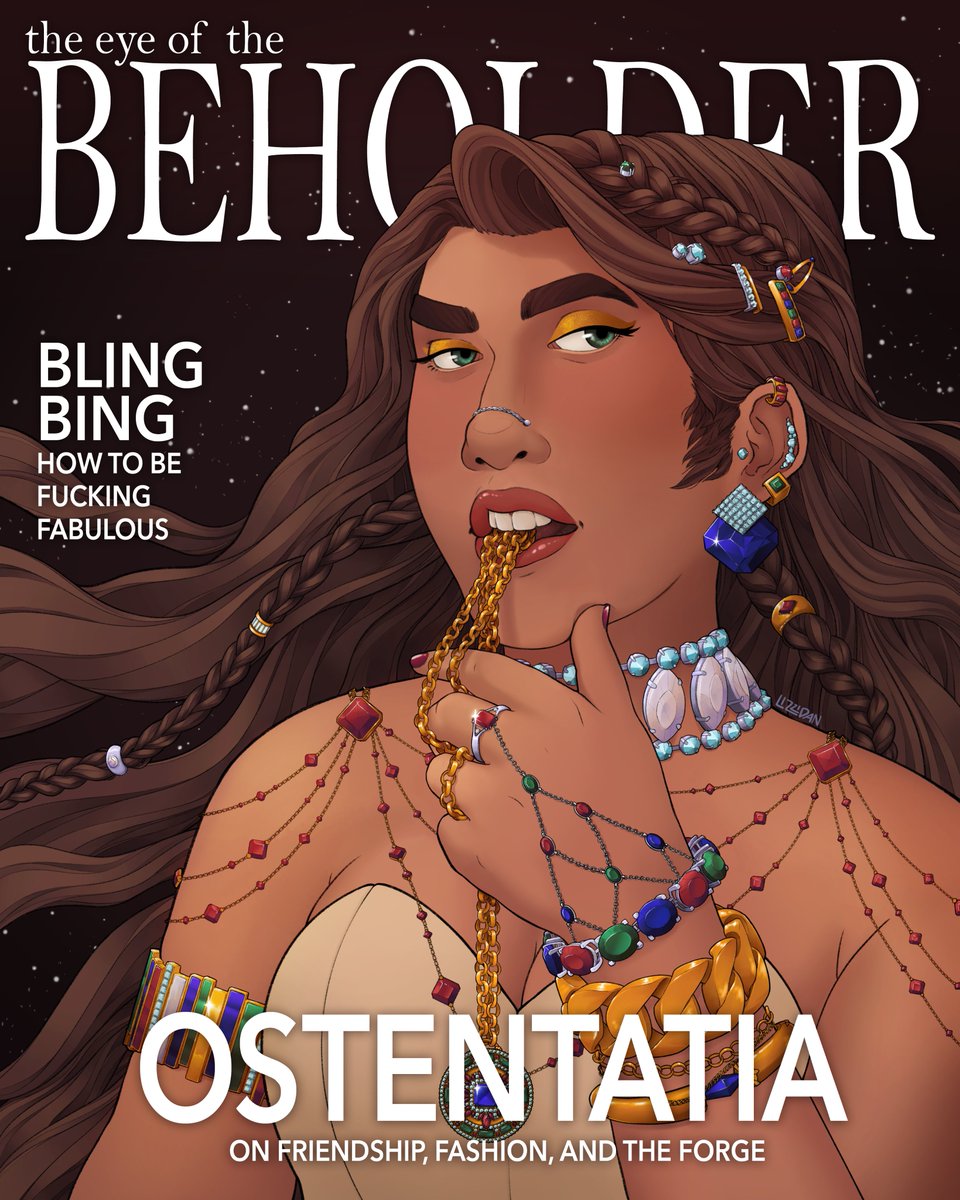 LizzidanArt's tweet photo. Who's that on the cover of the latest issue of 'The Eye of the Beholder'? Ostentatia Wallace! Bling bing!✨
#dimension20 #theseven https://t.co/q8Jn3yBulQ
