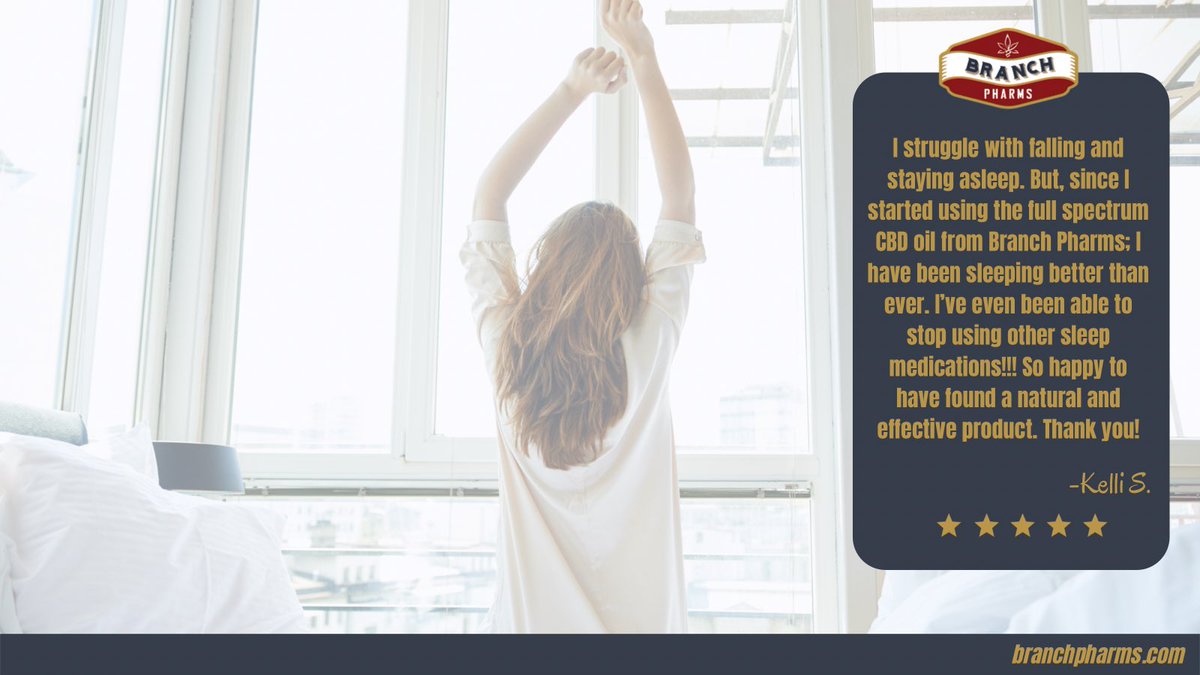 BranchPharms's tweet photo. As a pediatric nurse, getting ample rest is vital to Kelli's profession and overall health, yet her shifts and anxiety have led to #irregularsleeppatterns. 
She has tried various #sleepaids, including other #CBD brands but has found the most success using our #fullspectrumoil. https://t.co/k0mwrD37JT