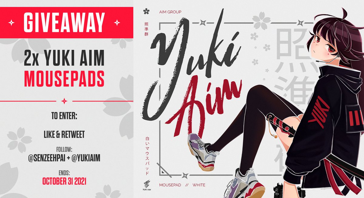 🚨 Yuki Aim Mousepad Giveaway 🚨 ✧ 2x Yuki Aim Edition Mousepads. ✧ To Enter: 1⃣ Follow @senzeehpai & @YukiAim 2⃣ Like this tweet. 3⃣ Retweet this tweet. 🏅 TWO Winners. ⏰ Ends October 31st. 🌎 Shipping worldwide.