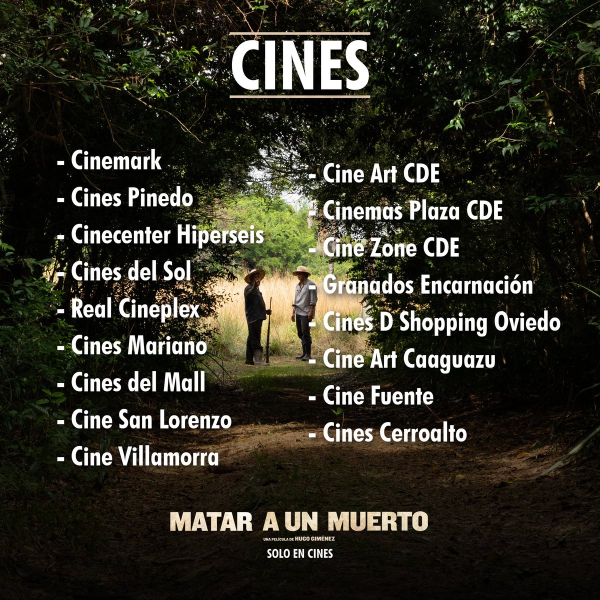 Aprovechá el miércoles de descuento y disfrutá de #MataraunMuerto en las mejores salas de cine de Paraguay 🇵🇾🎥