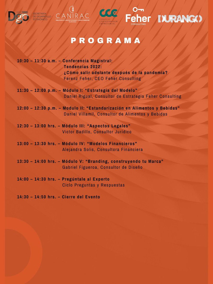 La activación económica que se viene dando, nos permite prepararnos para tener mejores herramientas a futuro🔝los invitamos de la mano de <a href="/FeherConsulting/">Feher Consulting</a>  y <a href="/FerenzFeher/">Ferenz Feher</a> a este seminario integral presencial de negocios. Para más información 📲6182777910 #UnidosServimosAMéxico