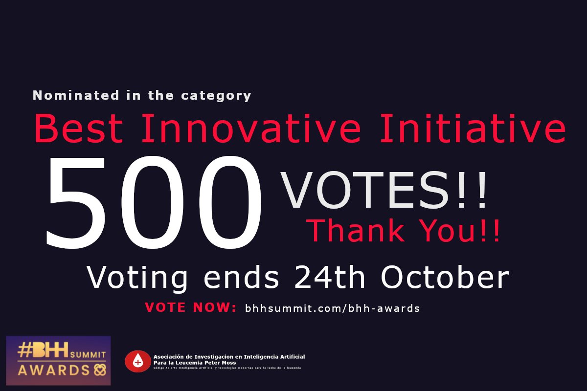 ✨500 votes!! Help us become Best Innovative Initiative in the <a href="/BCNHealthHub/">Barcelona Health Hub</a>  #BHHAwards Awards 2021 🏆Click the link below 👇 and you will find us in category 4 💕
Vote now: bhhsummit.com/bhh-awards/ 
#bhhsummitaward #bhh #barcelonahealthhub #innovation #award #share #vote
