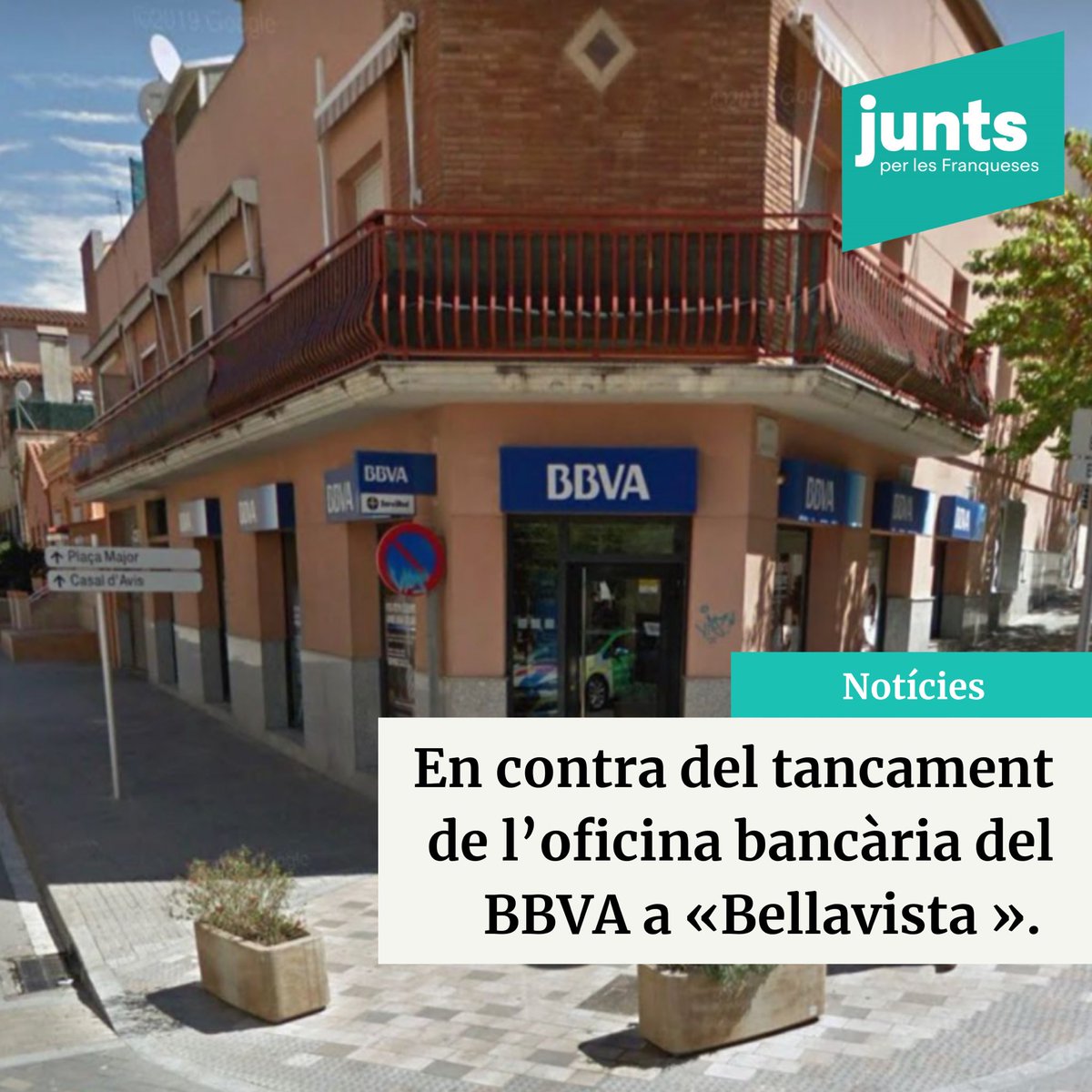 Des de #jxlf hem presentat una moció de govern en contra del tancament de l’oficina bancària del #BBVA a #Bellavista i en defensa d’una banca de proximitat. 

#jxlf #lesfranqueses #juntsxcat #SomDeLesFranqueses #vallesoriental #catalunya