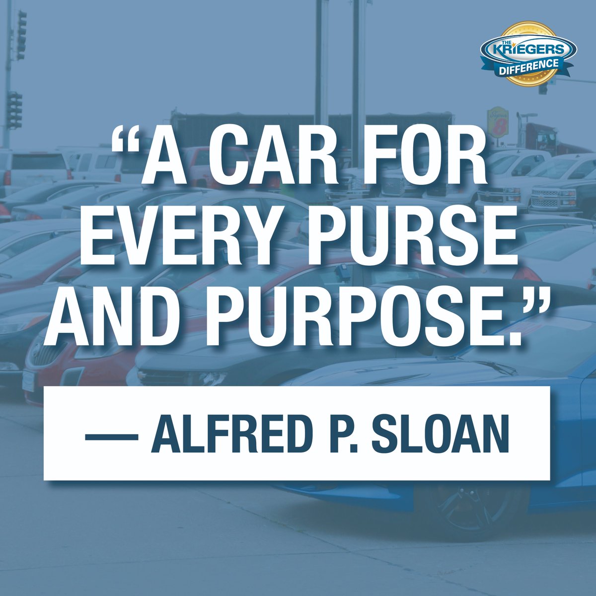 KriegerAutoGrp's tweet photo. Under company president Alfred P. Sloan, General Motors has offered "a car for every purse and purpose." Here at Krieger Auto Group, we have got the perfect car on our lot for everyone, no matter your budget or style! https://t.co/YYzxNdblGd