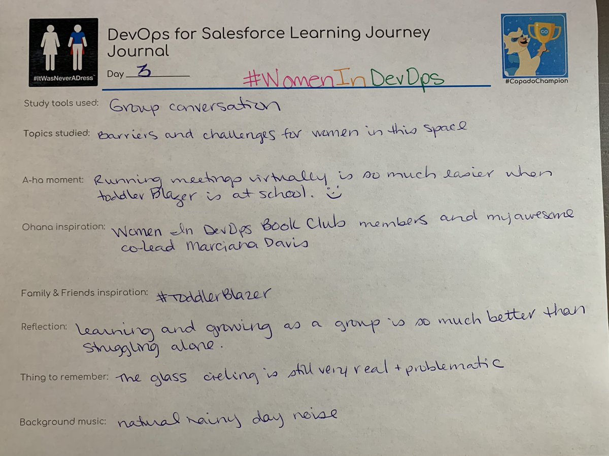 blancavleon's tweet image. It was a blast to host the #WomenInDevOps Book Club kickoff with @traveling_dev today!!! What a pleasure to have members share aspirations &amp;amp; life experiences. #StrongerTogether #DevOpsForSalesforce #CopadoChampion #TrailblazerCommunity #RADwomen