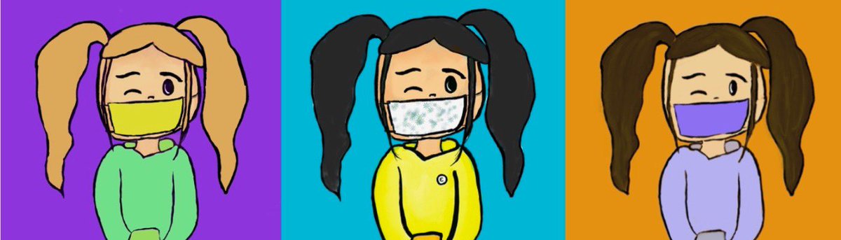 FrontRunner01's tweet photo. @Coinbase_NFT COVID CUTIES is a collection of NFT's created by 8 year old Emily. Each COVID CUTIES will be unique in their individual qualities (hair color/style, color clothing, masks, background, etc). https://t.co/skChQwoSen