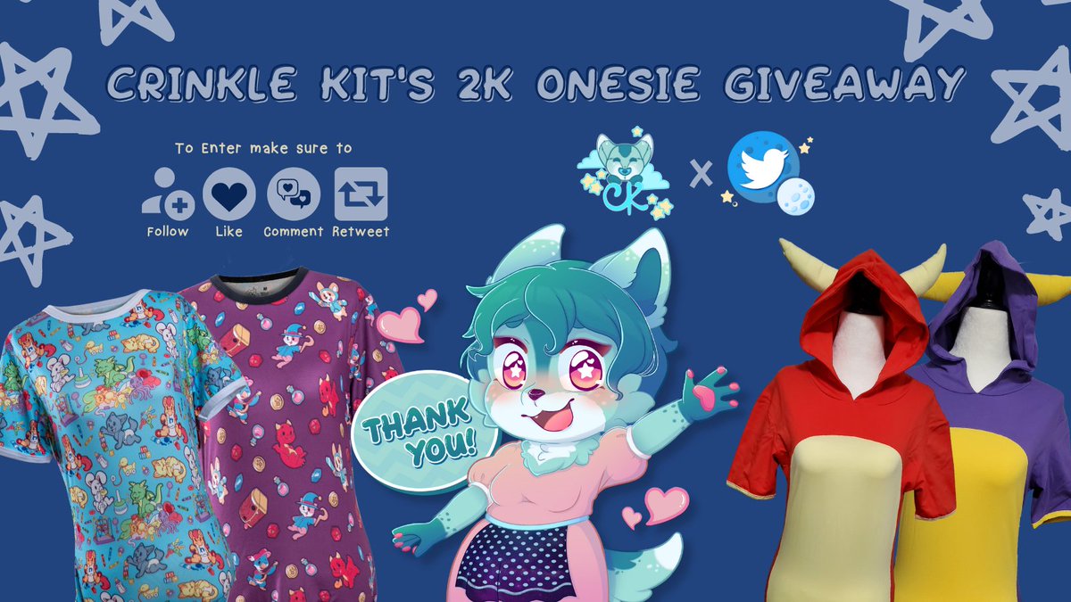 CrinkleKit's tweet photo. ⭐🎁2K GIVEAWAY🎁⭐
1st place: Onesie of your choice + Lil Furs Sticker Pack
2nd place: Lil Furs Sticker Pack

Winners will be selected randomly 
Ends October 19th @ 10pm EST 

To Enter:
Follow @CrinkleKit
Like
Retweet
Comment (A simple "Thanks for the chance!" will do) https://t.co/ytSIn3C0LZ