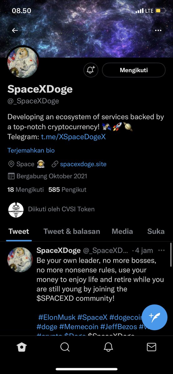 alfiyyahts's tweet photo. @jaemcityx @CVSIToken @_SpaceXDoge @_DogePotter Done https://t.co/aMZDI73LN1