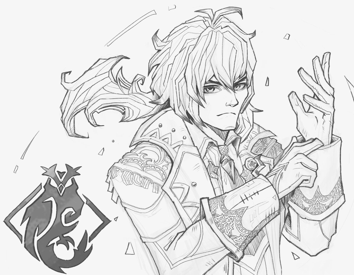 AlwenaReiner's tweet photo. INKTOBER day 2
SUITE
Hope U like it. let's get 20 likes🙏 It wouldn't hurt to have a day off to sit down to draw. And while I was drawing this picture I gotcha a Diluc in the game itself 😭👍
#GenshinImapct #原神
#Diluc   #inktober #inktober2021 https://t.co/NBfc4LwUhk