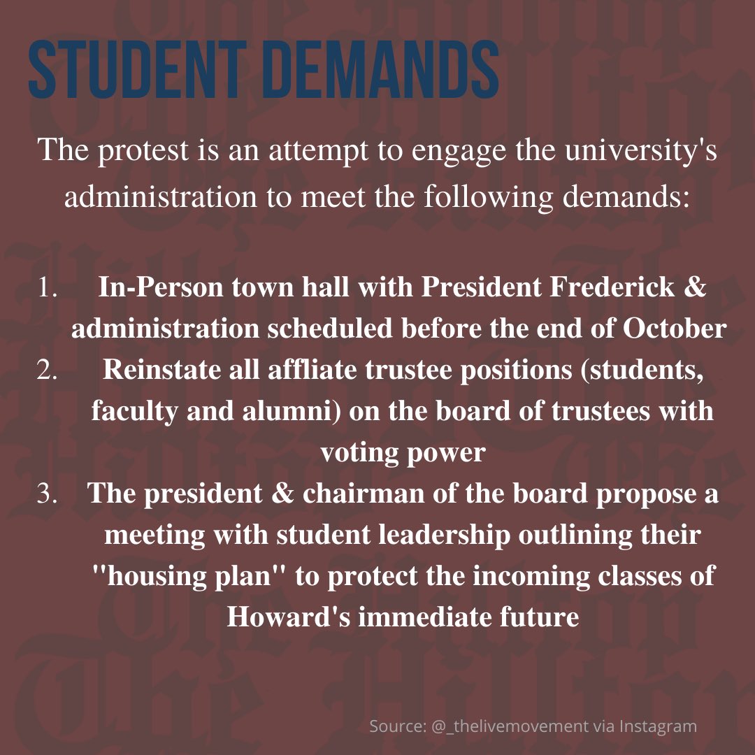TheHilltopHU's tweet photo. Here's what you need to know about the Blackburn student protest. Follow us for the latest updates and coverage of the protest as it continues. #ForZora https://t.co/6nRdNkpqNV