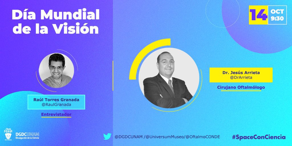 UniversumMuseo's tweet photo. ¡Es mañana! 🤩

Nos sumamos al #DíaMundialDeLaVisión con @DGDCUNAM y @OftalmoCONDE en un #SpaceConCiencia 👨‍🚀

🎙En punto de las 09:30 h, conoceremos con el @DrArrieta la importancia de cuidar nuestra visión y el contexto en México.
Entrevista: @RaulGranada
#LoveYourEyes https://t.co/x3OUnIuloX