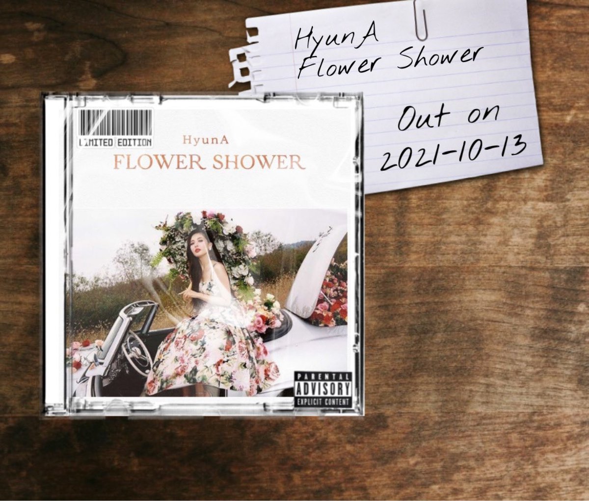 RosebudEnt_'s tweet photo. Rosebud Entertainment presents:

“Even as flowers wither, don’t you worry, they will bloom again.”

        HyunA - Flower Shower
          Album Available Now 
                  In 2 versions  
                 @xoxochoi11 

ᅠ          #RBEDebut 
ᅠ          #HyunAFlowerShower https://t.co/qPQF01KziL
