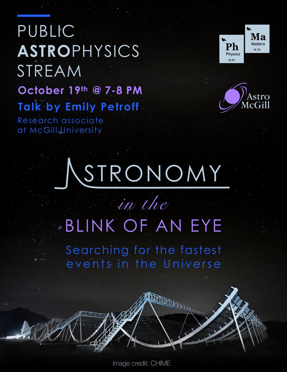 Our next public lecture is next Tuesday, 7pm! Come and learn about fast radio bursts, these bright flashes of light from distant galaxies that have captured the world of astronomy over the last decade! 🤩🌟🔭

More info here: fb.me/e/10aDU9CIa