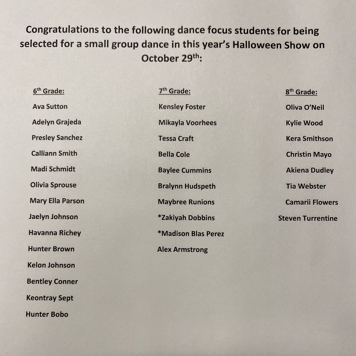 Congratulations dancers! Proud of everyone who auditioned today! Special thanks to our guest judges!