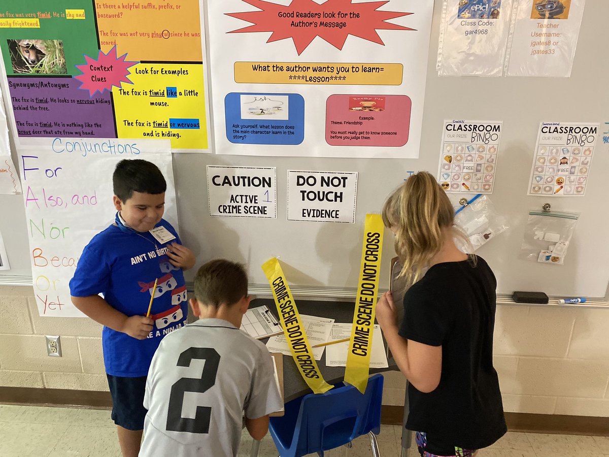 Mrs. Gates walked into a mess this morning! It’s a good thing I have amazing detectives to help solve these crimes. Ss had lots of fun using clues+schema=Inferencing They were able to solve all 4 crimes!!  #RES <a href="/RRLearners/">RRLearners</a> #RobinsonISD