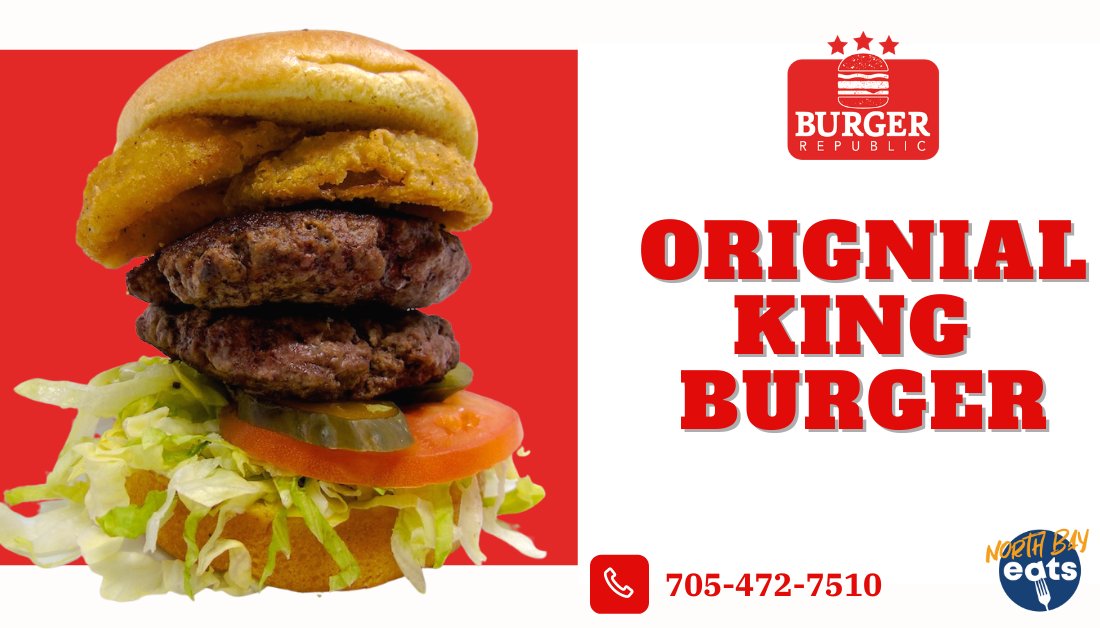 BurgerRepNB's tweet photo. A burger fit for a King Hamburger 👑
📲North Bay Eats, Skip The Dishes, Call in 
👇🏻Order link below 
→ https://t.co/QHQhSLqyvO
→ https://t.co/eof6AVu492
#handmadeburgers #eatlocal #localeats https://t.co/v3TDxfoXLF