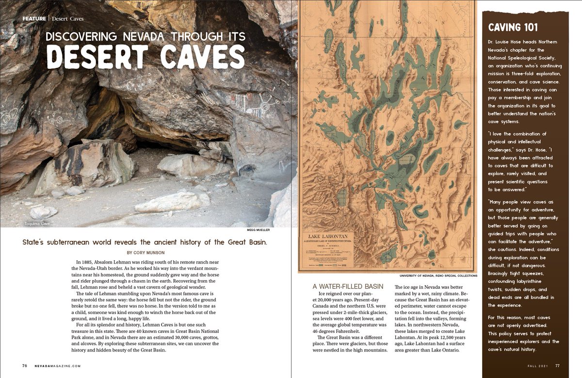 Nevada_Magazine's tweet photo. In 1885, Absalom Lehman was riding south near the Nevada-Utah border when the ground suddenly gave way &amp; horse and rider plunged through a chasm in the earth. Recovering from the fall, Lehman rose &amp; beheld a vast cavern of geological wonder. https://t.co/oQjeQ97uyG #nvmag https://t.co/t598EaZd1z