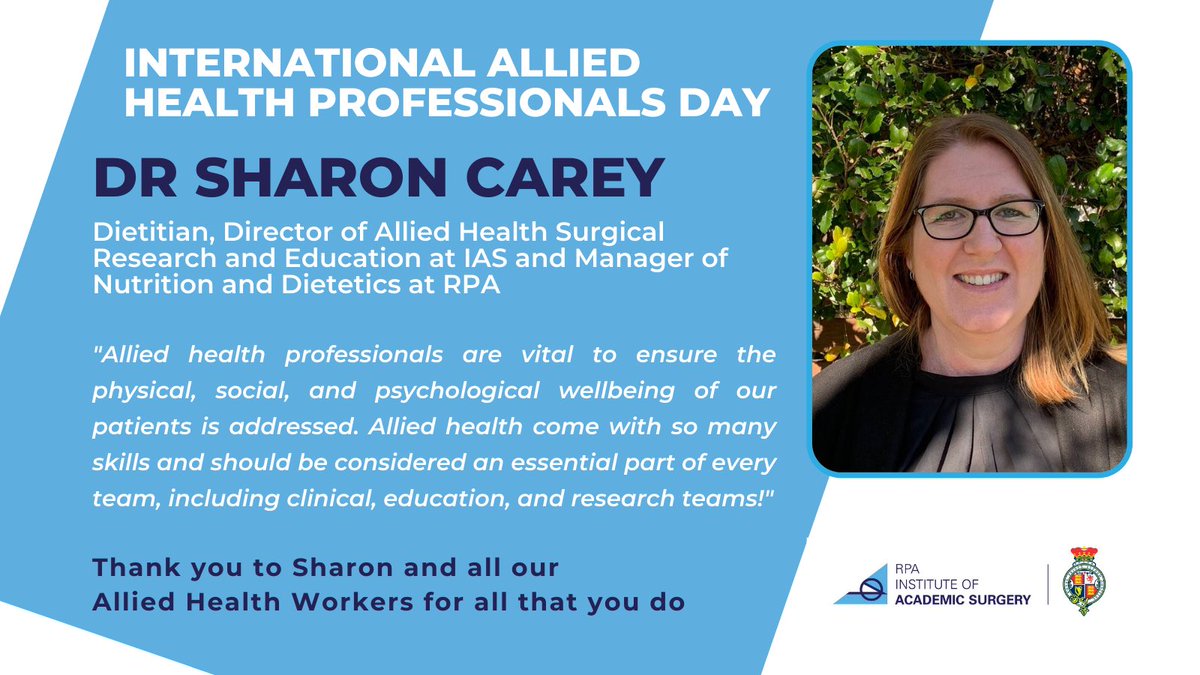 RPA_IAS's tweet photo. There are over 200,000 Allied Health Professionals in Australia, making up for 1/3 of the healthcare workers. Today we celebrate the incredible work that they do. #ahpd #StrongerTogether https://t.co/OESf5gNwwS