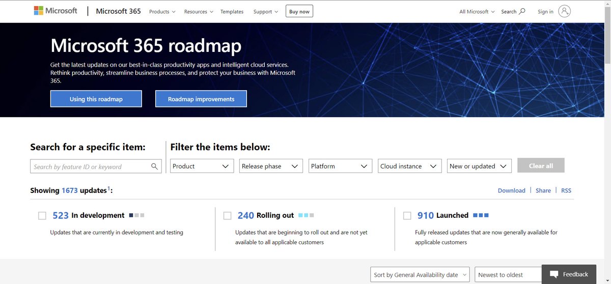 EricaToelle's tweet image. Just released: a complete redesign of the public @Microsoft365 roadmap!

Visit this link and click on the &quot;roadmap improvements&quot; button to learn more.

What do you think?

microsoft.com/en-us/microsof…