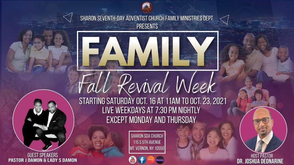 Join us for 𝐅𝐀𝐌𝐈𝐋𝐘 𝐅𝐀𝐋𝐋 𝐑𝐄𝐕𝐈𝐕𝐀𝐋 𝗪𝐄𝐄𝐊 - 𝐎𝐜𝐭 𝟏𝟔-𝟐𝟑! 𝘚𝘢𝘵𝘶𝘳𝘥𝘢𝘺 @ 𝟷𝟷𝘢𝘮⁣
𝘞𝘦𝘦𝘬𝘥𝘢𝘺𝘴 (𝘌𝘹𝘤𝘦𝘱𝘵 𝘔𝘰𝘯 &amp; 𝘛𝘩𝘶𝘳) @𝟽:𝟹𝟶𝘱𝘮⁣
⁣
#SharonOn5thAvenue #adventist #adventistchurch