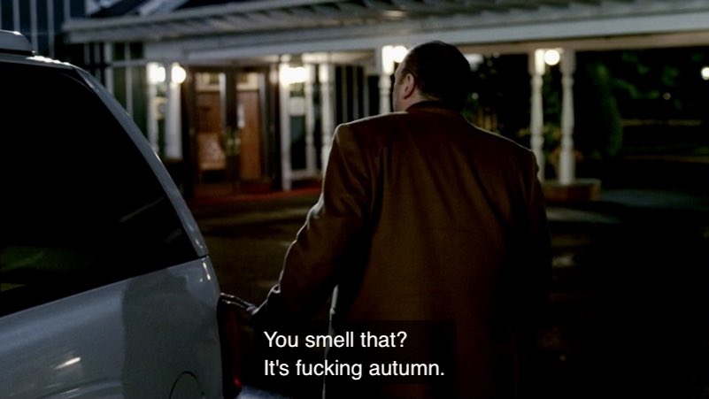 tony says "You smell that? It's autumn!"