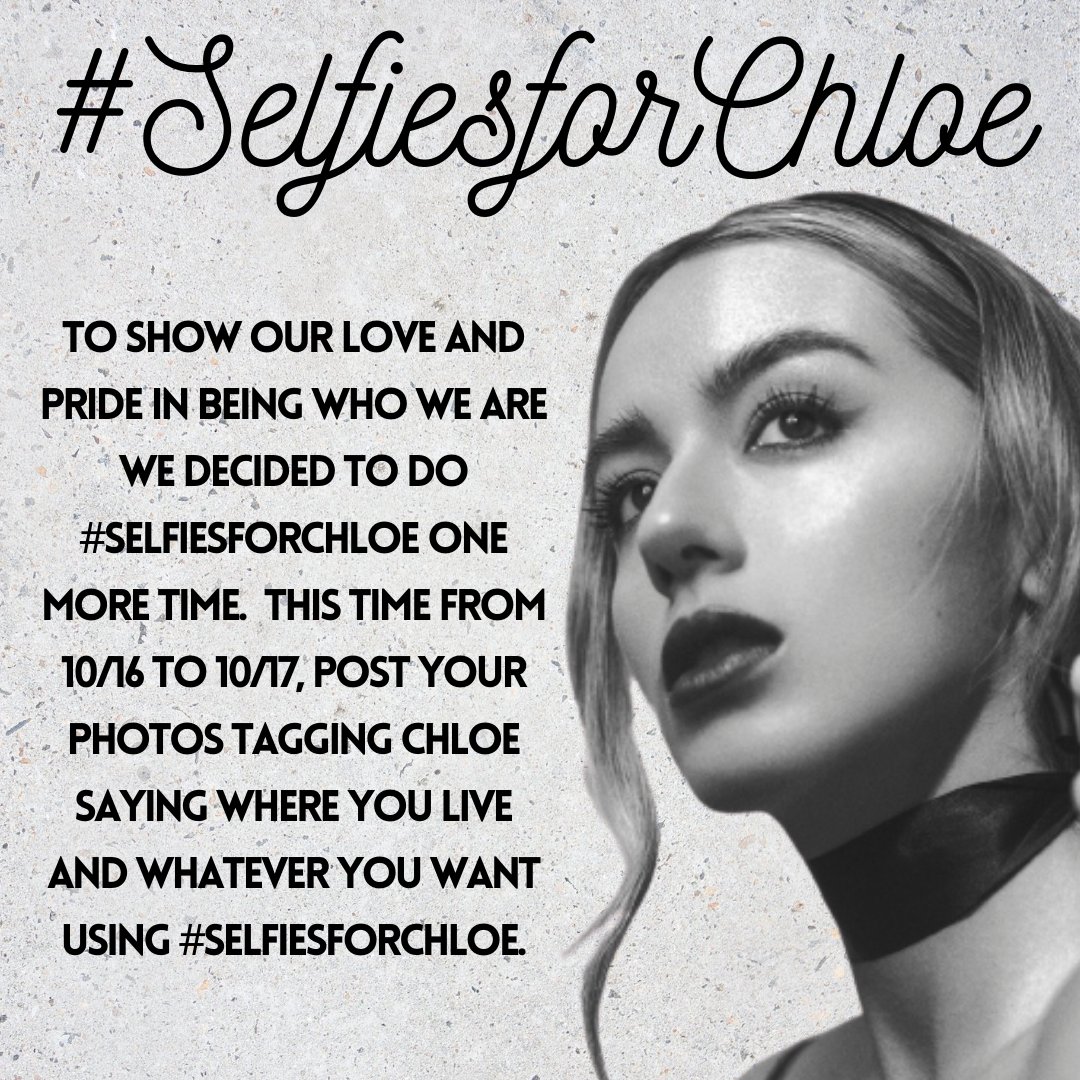 — #SelfiesforChloe, preparem suas melhores selfies. 🖤📸