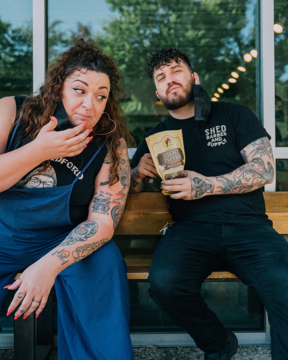 ShedBarber's tweet photo. Coming soon to SHEDTV 📺: ℍ𝕠𝕥 𝕆𝕟𝕖𝕤, the new reality show where a bag of @bucees Ghost Pepper Beef Jerky reviews our h̾o̾t̾t̾e̾s̾t̾ barbers and barber accessories! 🔥 https://t.co/hhZ7UN1XWt