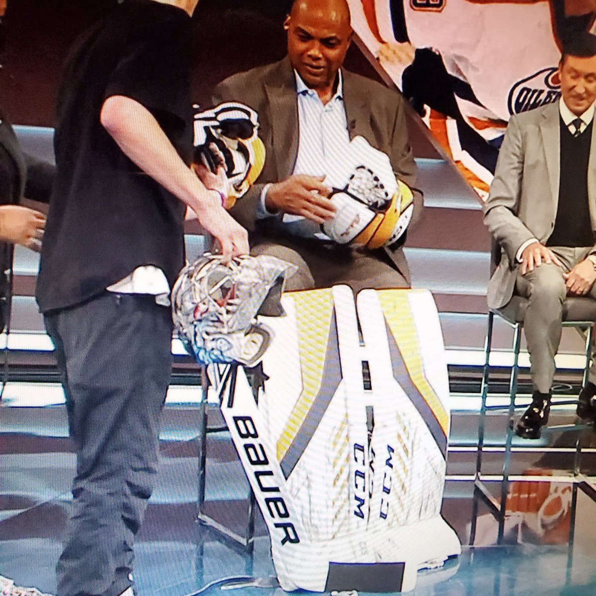 My goalie eyes are burning. Without fail. Pads on the wrong legs.