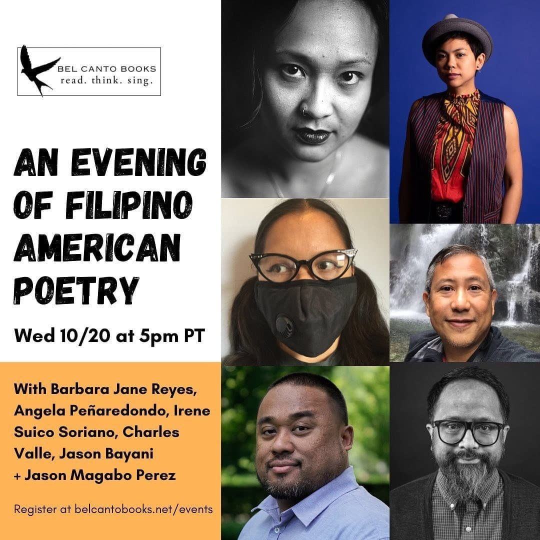 Charles Valle (@check4charles) on Twitter photo 2021-10-13 23:41:38 One week from today! Looking forward to @belcantobooks reading with @bjanepr @jsnmgbprz @jasonbayani @theirenesoriano and Angela Peñaredondo! One week from today! Looking forward to @belcantobooks reading with @bjanepr @jsnmgbprz @jasonbayani @theirenesoriano and Angela Peñaredondo!