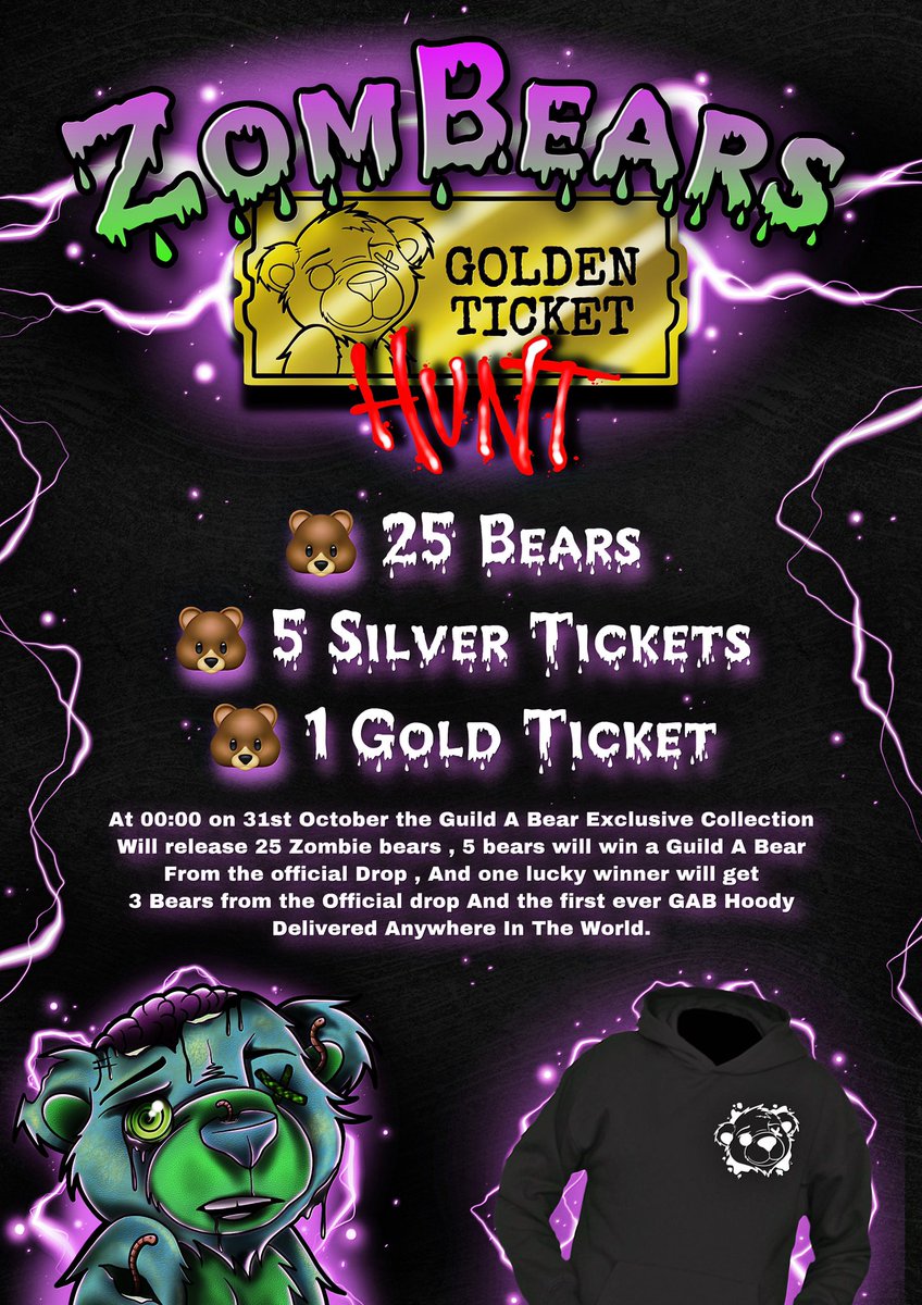 @nftguildabear Halloween Event has been revealed , Win Bears from the official Launch and the First ever GAB clothing Hoody in your size delivered anywhere in the world 👀🐻🚀

Please give this a #retweet 🙏 

#nft #nftcommunity #opensea #ethereum #cryptoart #clothing #giveaway