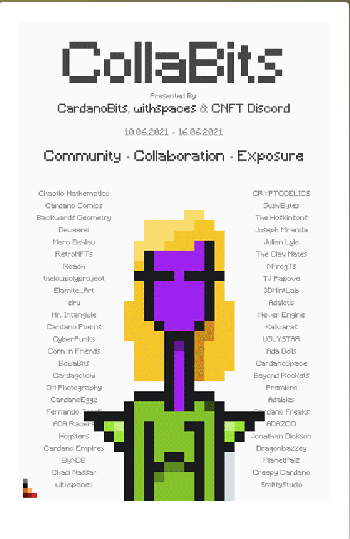 _siba__'s tweet photo. Selling CollaBits Commemorative Poster via #CNFT :)
https://t.co/5BkJ0uvFbC
#cardanobits #CNFTCommunity #CNFTCollector
#CNFTs https://t.co/Gklyf6Xz3B