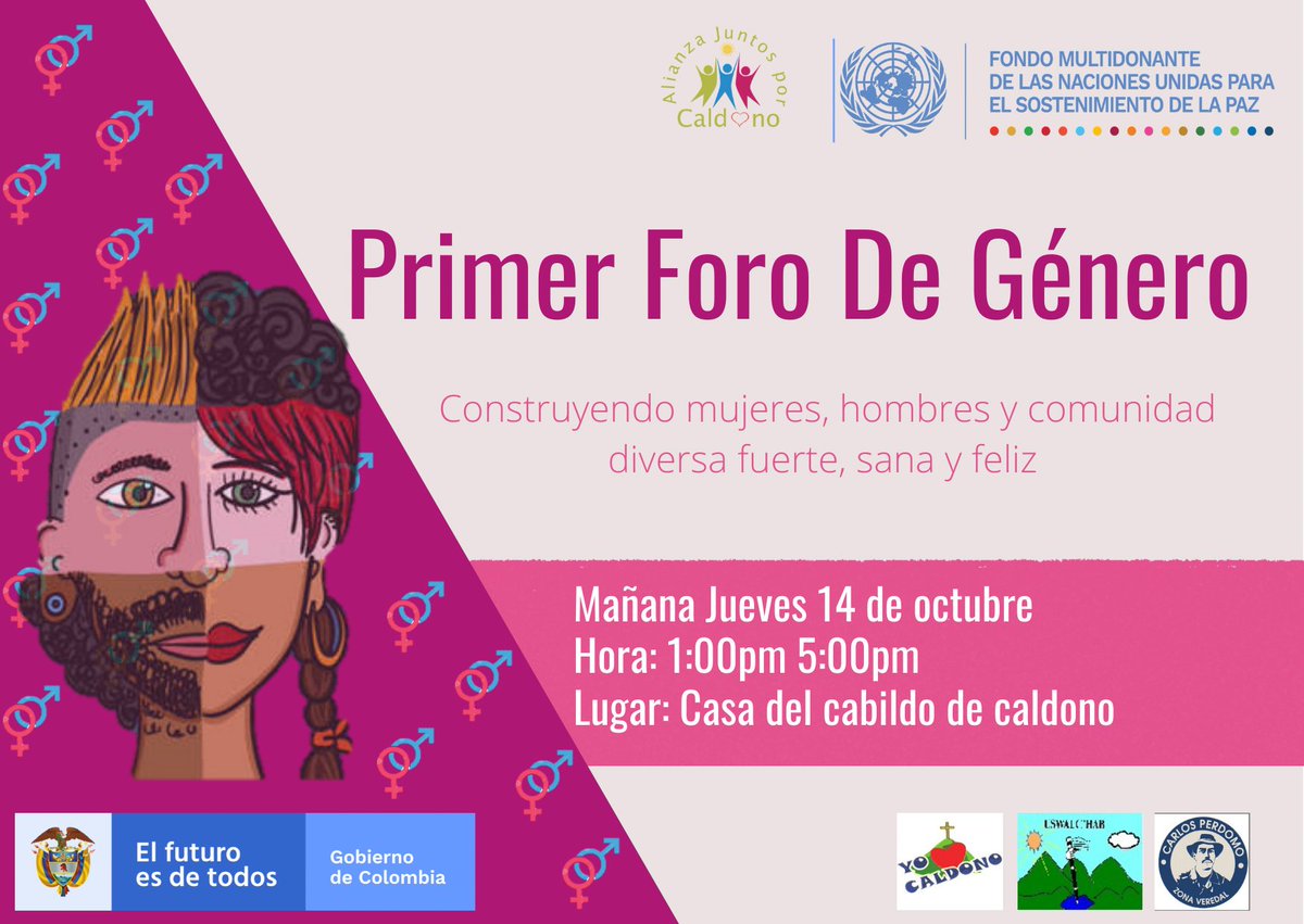 CaldonoPor's tweet photo. ¿Qué opinas si hablamos de género?🤔
Si te interesa te espero mañana en la casa del cabildo de caldono. 
Construyendo #Mujeres, #Hombre y una comunidad diversa #Fuerte, #Sana y #Feliz
#PazDesdeLaBase #SomosLaPaz #ElFondoAvanza #AlianzaJuntosPorCaldono https://t.co/MZRagqhYEA