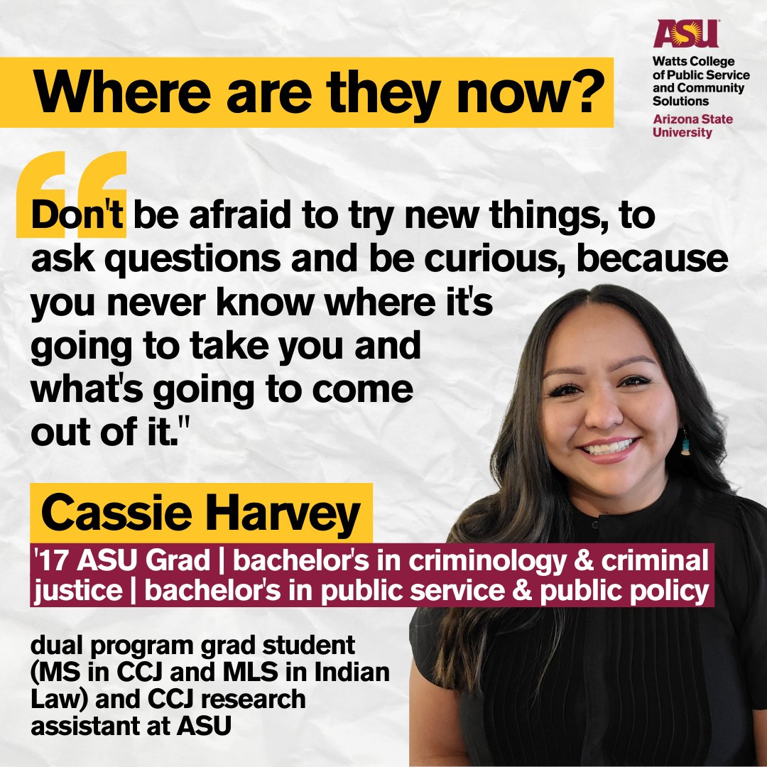 asupublicsvc's tweet photo. #OutstandingGrad Cassie Harvey, graduated from @ASU with two bachelor's (criminology & criminal justice and public service & public policy) in 2017. She has since returned to ASU to continue her education. More: https://t.co/S79LryV2dt https://t.co/iCpdSZMvsj