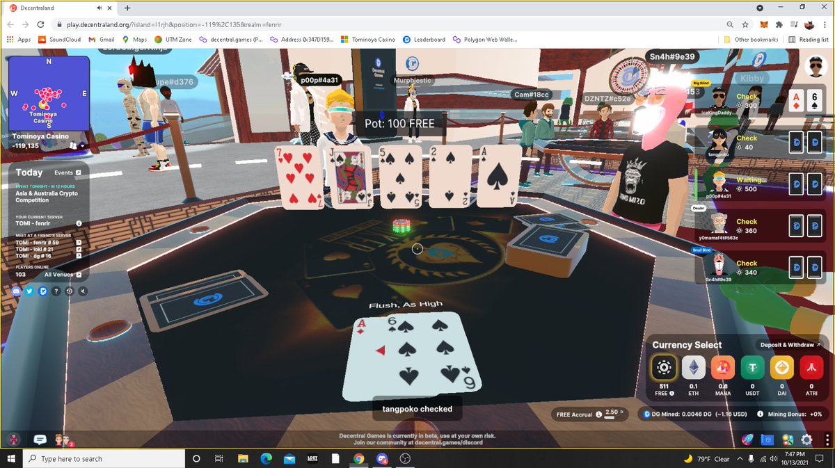 IceKingDaddy's tweet photo. @Decentralgames #DGDJens
A high flush https://t.co/ePq8H5mwHA