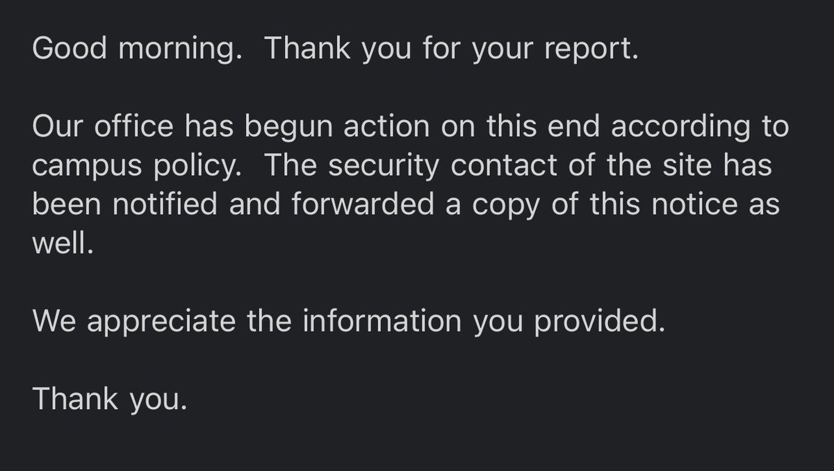 الحمدلله ، تم تأكيد اكتشافي لثغرة حرجة من نوع SQLi والتي تؤثر على بيانات المستخدمين
في جامعة كاليفورنيا بيركلي 
( University of California, Berkeley )