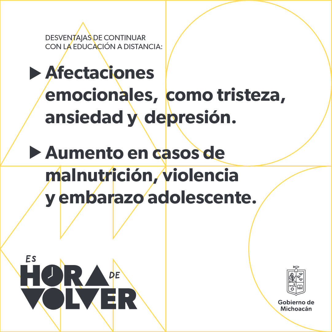 SdeGobMich's tweet photo. A casi dos años del inicio de la pandemia, las y los estudiantes han resultado por demás afectados en su desarrollo, por eso, con el apoyo de todos podremos tener un regreso a clases responsable.
#EsHoraDeVolver https://t.co/UYK7F87Tai
